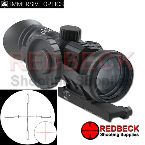 Immersive Optics 14x50 Prismatic Air Rifle Scope MilDot with MOA Adjustable Mounts