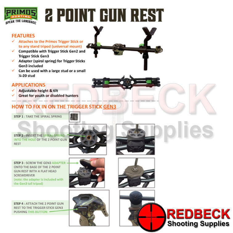 PRIMOS 2 Point Gun Rest Trigger Stick Attachment