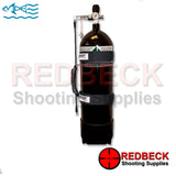 12 Litre Air rifle and Airgun fill bottle. That comes equipped with a carry handle, quick detach hose kit, anti roll kit and a heavy duty hose.