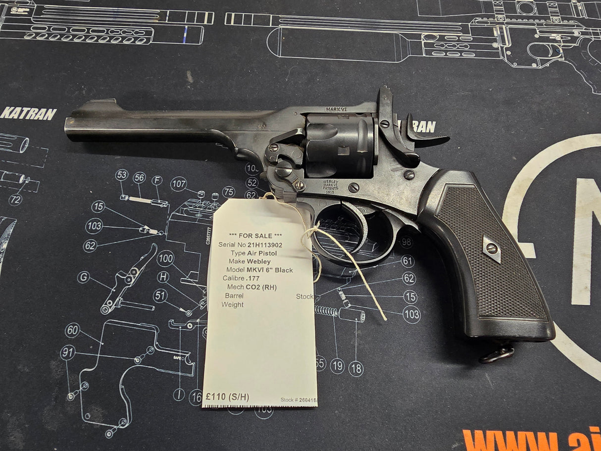 Second Hand Webley MKVI service revolver .177