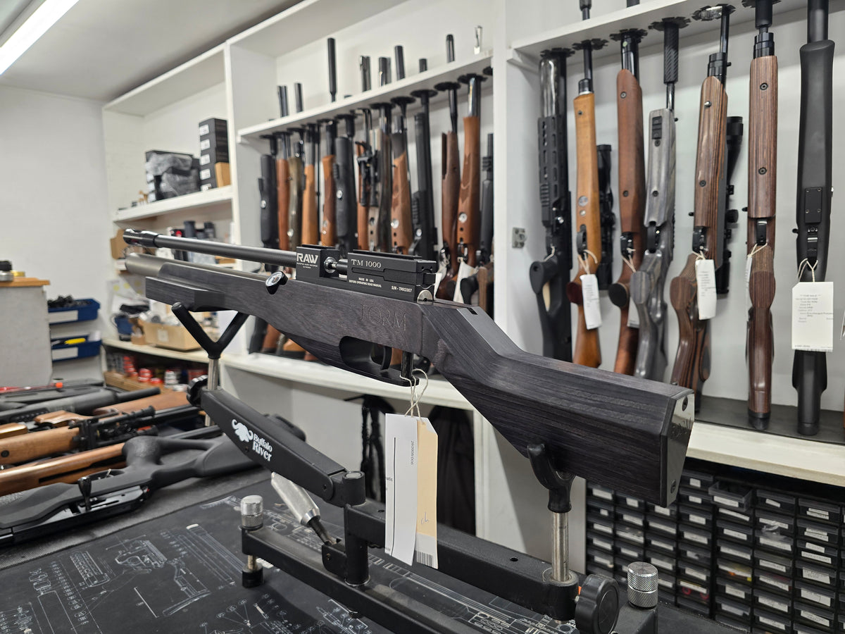 Second hand RAW TM1000 black laminate benchrest .177
