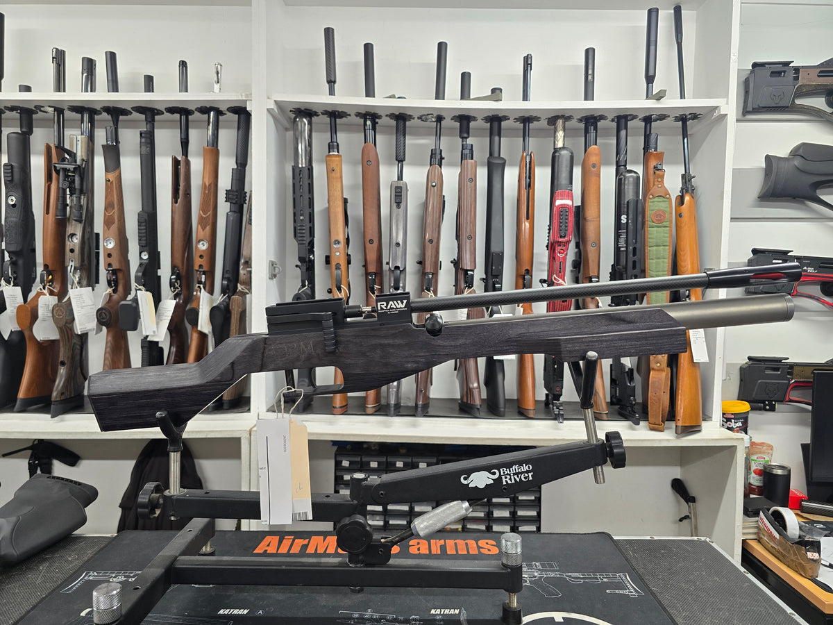 Second hand RAW TM1000 black laminate benchrest .177