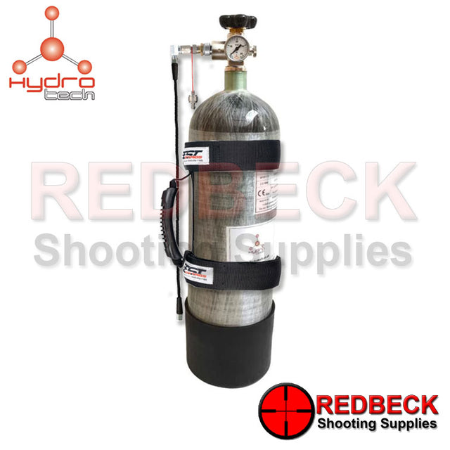 6.8 LITRE CARBON AIRGUN CHARGING BOTTLE HYDROTECH BLING KIT Showing all the included items in the bling kit. 
