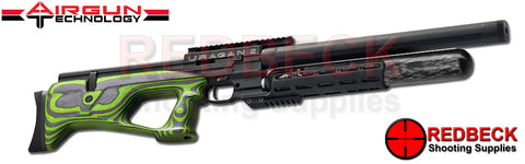 Airgun Technology AGT Uragan 2 with 600mm barrel and green laminate stock.
