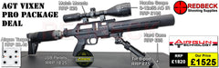 AGT AIRGUN TECHNOLOGY VIXEN SHORT PRO PACKAGE DEAL INCLUDES HAWKE 3-12X50 SCOPE, MATCH MOUNTS, WEAVER BIPOD, HARDCASE, PELLETS AND TARGETS.
