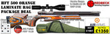 Air Arms HFT500 Target Rifle package deal includes Hawke scope 3-12x50AO IR, match mounts airgun bag and pellets.