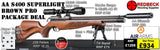 Air Arms S400 Superlite&nbsp;Traditional Brown
Air Arms Silencer&nbsp;
Hawke 3-12x50 AO IR Scope
Match Mounts
Fill Valve
Hard Case
Bipod Stud
Tilt Bipod
