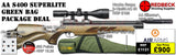 Air Arms S400&nbsp;Super light air rifle
Air Arms Silencer&nbsp;
Hawke 3-12x50 AO IR Scope
Match Mounts
Fill Valve
Pellets
Targets
Buffalo River Bag