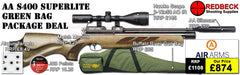 Air Arms S400&nbsp;Super light air rifle
Air Arms Silencer&nbsp;
Hawke 3-12x50 AO IR Scope
Match Mounts
Fill Valve
Pellets
Targets
Buffalo River Bag