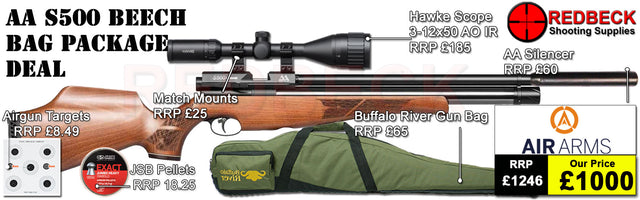 Air Arms S500 Carbine Beech Air Rifle Package Deal