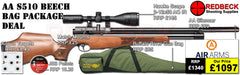 Air Arms S510 with Beech Stock
Air Arms Silencer&nbsp;
Hawke 3-12x50 AO IR Scope
Match Mounts
2 Magazines
Fill Valve
Buffalo River bag
Pellets
Targets