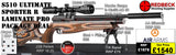 Air Arms s510 R ultimate sporter regulated with laminate stock. This Air Rifle package deal includes Hawke scope 3-12x50AO IR, match mounts airgun hardcase, bipod targets and pellets.