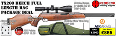Air Arms TX200 Beech air rifle
Hawke 3-12x50 AO IR Scope
Match Mounts
Buffalo River Gun Bag
