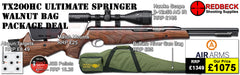 Air Arms TX200HC Hunter Carbine Ultimate Springer Walnut Stock air rifle
Hawke 3-12x50 AO IR Scope
Match Mounts
Buffalo River Gun Bag