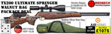 Air Arms TX200 Ultimate Springer with&nbsp;Walnut Stock air rifle
Hawke 3-12x50 AO IR Scope
Match Mounts
Buffalo River Gun Bag