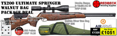 Air Arms TX200 Ultimate Springer with&nbsp;Walnut Stock air rifle
Hawke 3-12x50 AO IR Scope
Match Mounts
Buffalo River Gun Bag