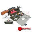 The Air rifle and Airgun cleaning and maintenance box is ideal for carrying all you cleaning and airgun accessories in one box. Picture shows box open with two arms holding an air rifle.