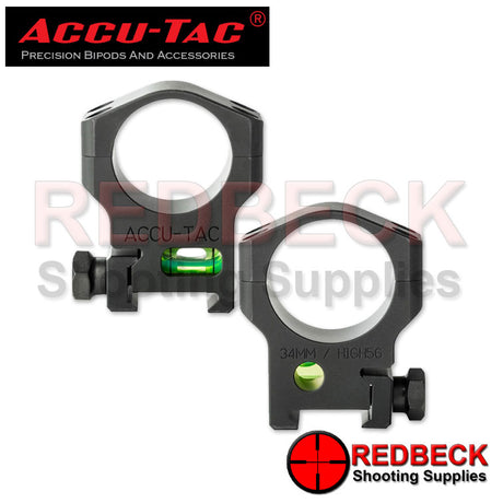 Accu-Tac 34mm Air Rifle And Rifle Scope Rings with Bubble Level High Showing The Location Of The Bubble Level And The Mounting Type. 