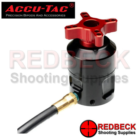 Accu-Tac Air Rifle And Rifle Hydro Bipod 5.13"-12" Picatinny Close Up Bottle View Showing The Bottle And Its X Designed Handle. 