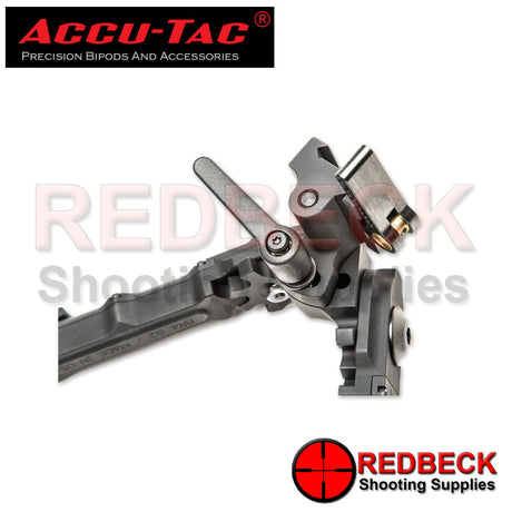 Accu-Tac BR-4 Rifle And Air Rifle G2 QD Picatinny Bipod Close View Showing A Close Up View Of The Quick Release System On The Bipod.  