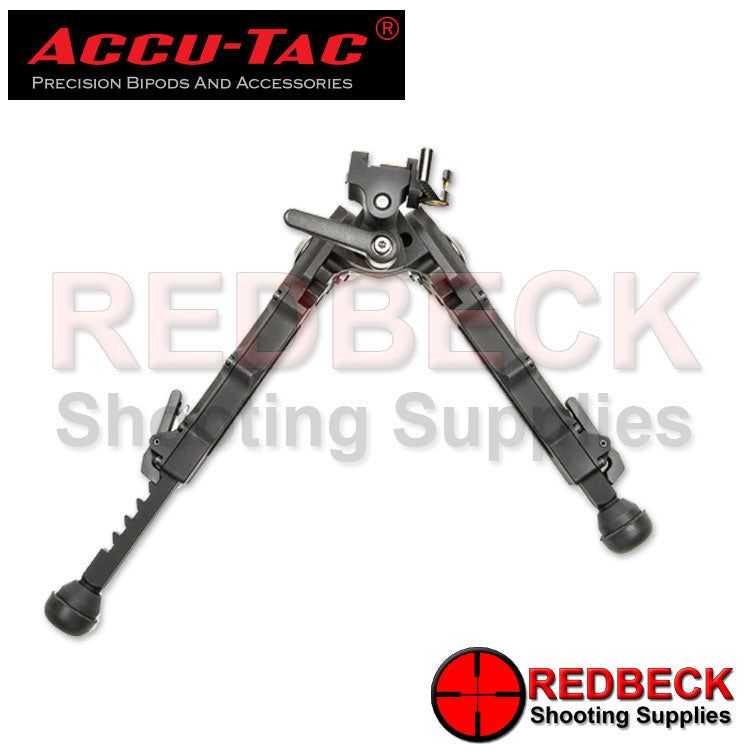 Accu-Tac BR-4 Rifle And Air Rifle G2  QD Picatinny Bipod Extended Rear View Showing One Of The Legs Extended And How It Holds The Bipod Legs In Place. 