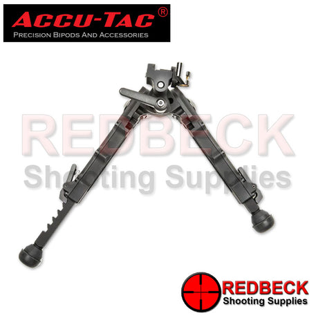 Accu-Tac BR-4 Rifle And Air Rifle G2  QD Picatinny Bipod Extended Rear View Showing One Of The Legs Extended And How It Holds The Bipod Legs In Place. 