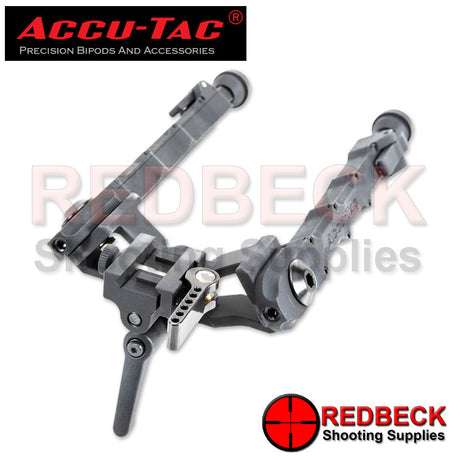 Accu-Tac WB-5 Air Rifle And Rifle Picatinny Bipod Angled Rear View Showing A Close Up View Of The Sturdy Adjustable Throw Lever. 