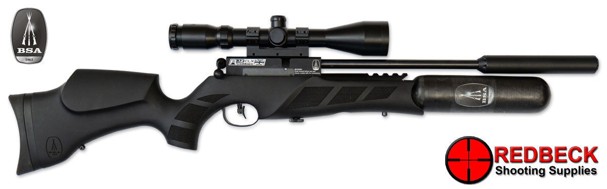 BSA R12 CLX TAKEDOWN AIR RIFLE RIGHT HAND SIDE VIEW showing the bolt and the carbon fibre bottle. 