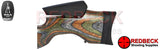 BSA ULTRA Pro Air Rifle Wilderness Edition with Green Laminate Stock close up of adjustable check piece.