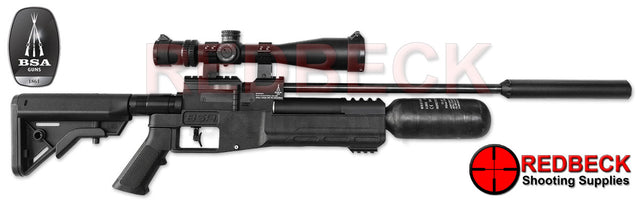 BSA XT-SL Right Side View Showing the AR stock and the picatinny top rail. 