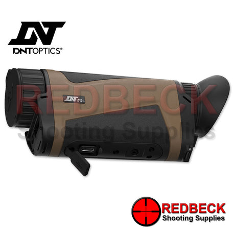 DNT OPTICS HOUND THERMAL SPOTTER WITH LRF BOTTOM VIEW showing the charging port. 
