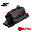 DNT OPTICS NVMD C200 Front VIEW Showing the front objective and the battery compartment. 