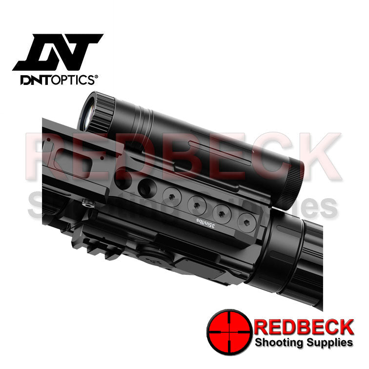 DNT OPTICS THERMNIGHT TNC635R NIGHT VISION SCOPE MOUNT VIEW Showing The Allen Key Screws That Attach The Mount To The Air Rifle and Rifle Scope. 