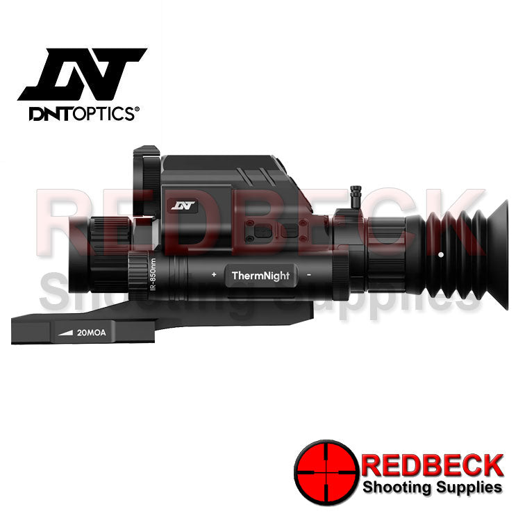 DNT OPTICS THERMNIGHT TNC635R NIGHT VISION SCOPE SIDE VIEW Showing The Magnification Wheel. 