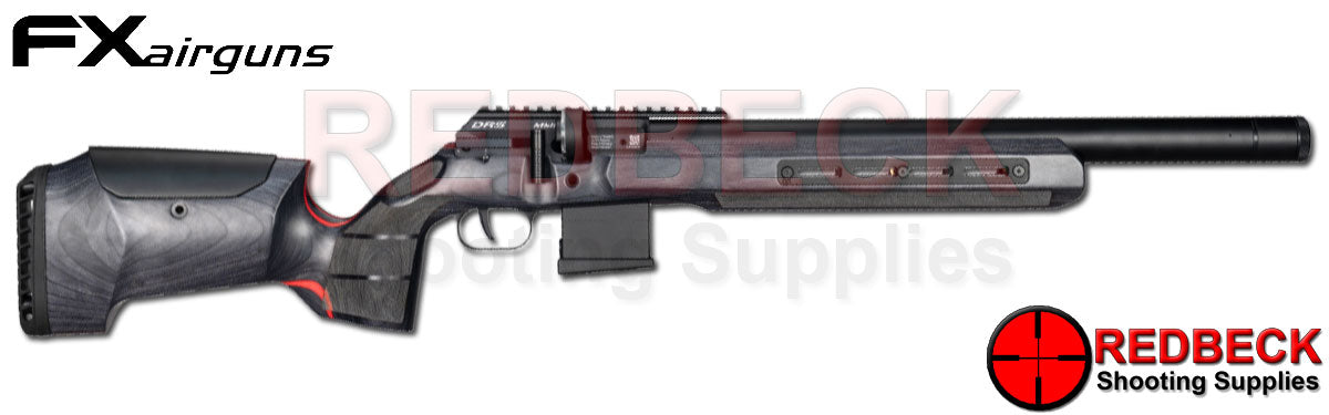 FX DRS MKII Redline Laminate Standard 500mm RIGHT HAND VIEW Showing the adjustable cheek piece. 