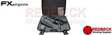 FX DYNAMIC AIR RIFLE IN BLACK EXPRESS BLACK WITH 300MM BARREL. SHOWING AIRGUN CASE OPENED.