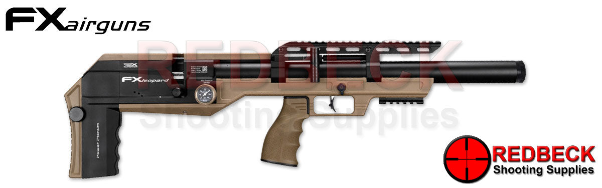 FX LEOPARD COMPOSITE COMPACT FDE AIR RIFLE RIGHT HAND SIDE Showing the side lever and the picatinny rail. 