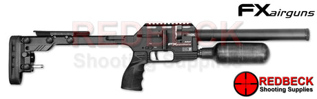 FX Panthera MKII Black Hunter 400mm-FAC Right Side View showing the adjustable cheek piece and the picatinny Rail. 