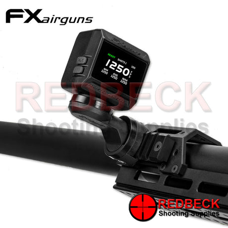 FX Pocket D1 Chronograph Attached View showing how the chronograph attaches to a weaver rail. 