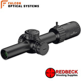 Falcon Optics ENDURA S10i+ 1-10x24 MRAD Angled Front View Showing the 24mm Front objective. 