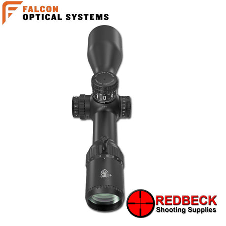 Falcon Optics S30i+ 3-30x56 Rear View Showing the magnification wheel with the included throw lever. 