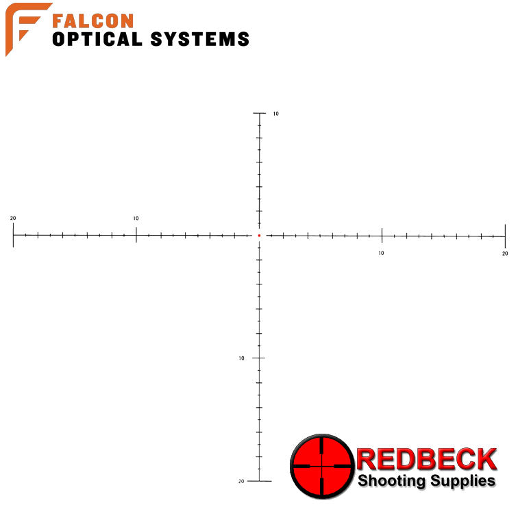 Falcon Optics T50i+ 5-50x60i ED-Riflescope Reticle view Showing the reticle in its illuminated form. 