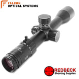 Falcon Optics X40i Ultra ELR 5-40x56 Angled Rear View Showing the magnification wheel with the included Throw Lever. 
