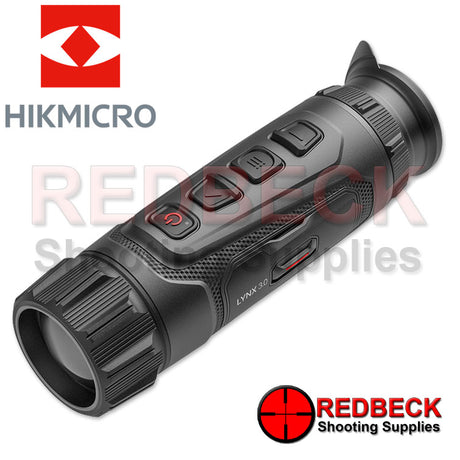 HIK MICRO Lynx 3.0 LQ35 35mm Thermal Monocular Angled Front View Showing the menu buttons And the power Button. 
