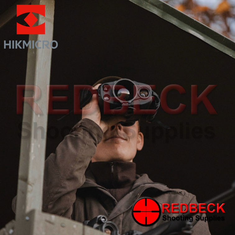 HIKMICRO Raptor RQ50L Thermal Fusion Optical IR LRF Binoculars Lifestyle View Showing The Lens And The Laser Range Finder. 