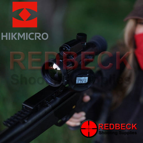 HIKMICRO Panther 2.0 PQ50L Thermal Scope Lifestyle View Showing The Lens And The Laser Range Finder. 