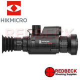 HIKMICRO Panther 2.0 PQ50L Thermal Scope Side View Showing The Charging Port Cover And The Rubber Eye Piece. 