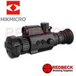 HIKMICRO Panther 2.0 PQ5OL Thermal Scope Front View Showing The Power Button And The Flip Cover. 