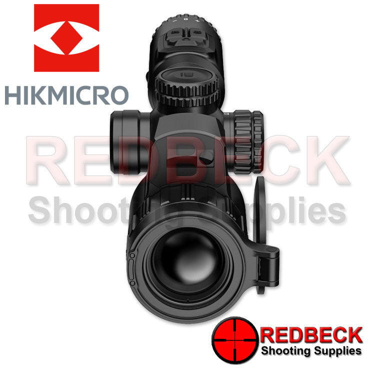 HIKMICRO Stellar 3.0 SH35L Air Rifle And Rifle Scope Forward Facing View Showing The Flip Cover And The Lens Glass