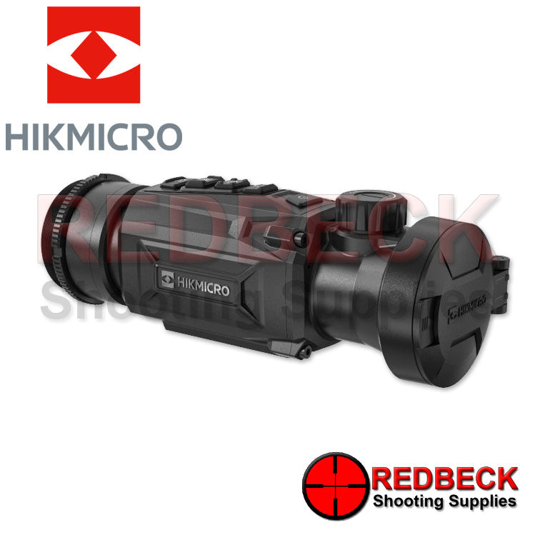 HIKMICRO Thunder 2.0 Pro TQ50C Thermal Clip on Rifle Scope Right Hand View Showing The Flip Cover And The Focus Knob. 